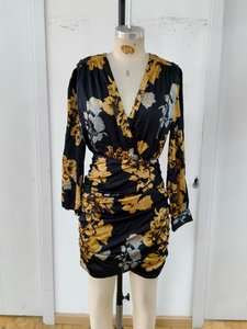 Mini vestido sin tirantes con envoltura floral, elegante, negro, cintura Imperio, Formal, corto, ropa <span class=keywords><strong>de</strong></span> fiesta <span class=keywords><strong>de</strong></span> cóctel, barato, con decoración <span class=keywords><strong>de</strong></span> volantes - Product Image 2