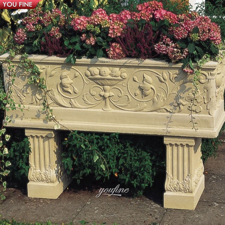 Сад под старину натуральный камень мраморный корыто цветок плантатор статуя