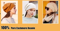 Bonnet d'hiver tricoté en cachemire pur et laine mérinos pour femme, personnalisé en usine, avec boîte cadeau