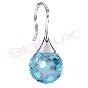 Boucles d'oreilles pendantes hypoallergéniques pour femmes CARMEN Aqua 27 mm en cristal en acier inoxydable en forme de boule - Product Image 1