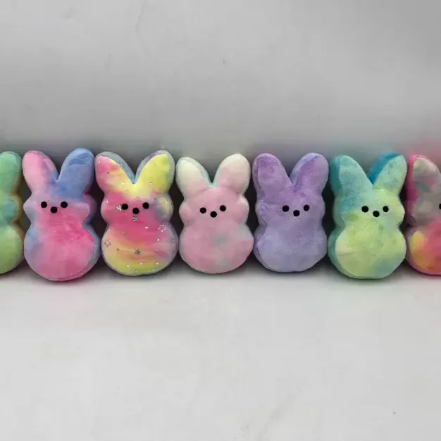 Groothandel Multi-Color Easter Speelgoed Zacht Pluche Kleurrijke Bunny Peeps Schattig Cadeau Paashaas Voor Kinderen