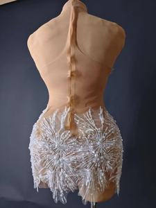 2024 sexy trasparente donna cantante costume <span class=keywords><strong>da</strong></span> palcoscenico con punta di perla collo all'americana abito <span class=keywords><strong>da</strong></span> <span class=keywords><strong>sera</strong></span> abito <span class=keywords><strong>da</strong></span> <span class=keywords><strong>sera</strong></span> - Product Image 4