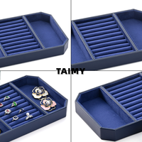 Plateau de présentation de bijoux en PU avec logo personnalisé, octogonal, multi-compartiments, pour bracelets et bagues, plateau de rangement pour comptoir de bijouterie, vente en gros