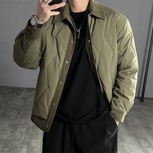 Veste matelassée surdimensionnée pour homme, style rétro minimaliste, streetwear, vêtements d'extérieur d'hiver, logo personnalisé disponible, veste décontractée urbaine chaude - Product Image 5