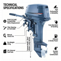 Moteur hors-bord 2 temps 2 cylindres 18 CV à refroidissement par eau, compatible TOHATSU, pour bateau de pêche, directement de l'usine