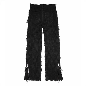 OEM da uomo pantaloni <span class=keywords><strong>larghi</strong></span> in <span class=keywords><strong>pelle</strong></span> impilati Casual pantaloni a zampa larga <span class=keywords><strong>Jeans</strong></span> traspiranti con fondo a cerniera - Product Image 6