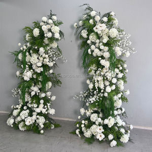 Arco Floreale Artificiale in Poliestere Bianco e Verde, Supporto per Fiori a Mezzaluna Curva per <span class=keywords><strong>Sfondo</strong></span> Matrimonio ed Eventi - Product Image 1