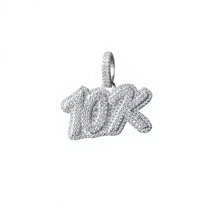 Colgante con Letra 10K, Microincrustaciones de Zirconia, Plata 925, Moissanita, Joyería Hiphop para Hombre - Product Image 1