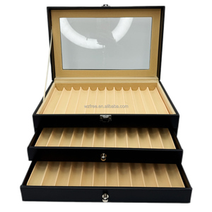 Di alta qualità in pelle doppio cassetto penna scatola di immagazzinaggio finestra aperta di vetro acrilico Display con <span class=keywords><strong>legno</strong></span> artigianato scatole di <span class=keywords><strong>legno</strong></span> & <span class=keywords><strong>muro</strong></span> segni - Product Image 1