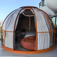 Maison bulle transparente moderne pour l'extérieur, salle d'observation des étoiles - Tente bulle gonflable de luxe avec structure en alliage d'aluminium pour
