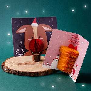 Carte de <span class=keywords><strong>message</strong></span> cadeau en papier fantaisie/kraft/art en nid d'abeille 3D avec vœux de Noël et enveloppe - Product Image 3