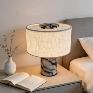 Lampe de table en travertin naturel, lampe de chevet moderne en pierre, éclairage de chambre d'hôtel de luxe, lampe de table rechargeable en marbre, 3 couleurs - Product Image 4