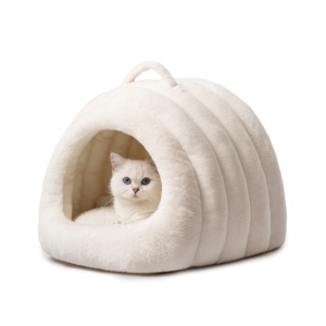 Cama para gatos de felpa, casa interior cerrada para mascotas, cueva suave y cálida para perros y gatos, cama portátil acogedora para dormir para mascotas pequeñas - Product Image 1