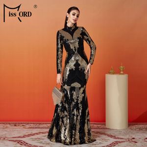 Sirena a maniche lunghe con paillettes Hijab arabo <span class=keywords><strong>Istanbul</strong></span> marocchino turco Dubai abiti da sera modesti musulmani da donna - Product Image 4