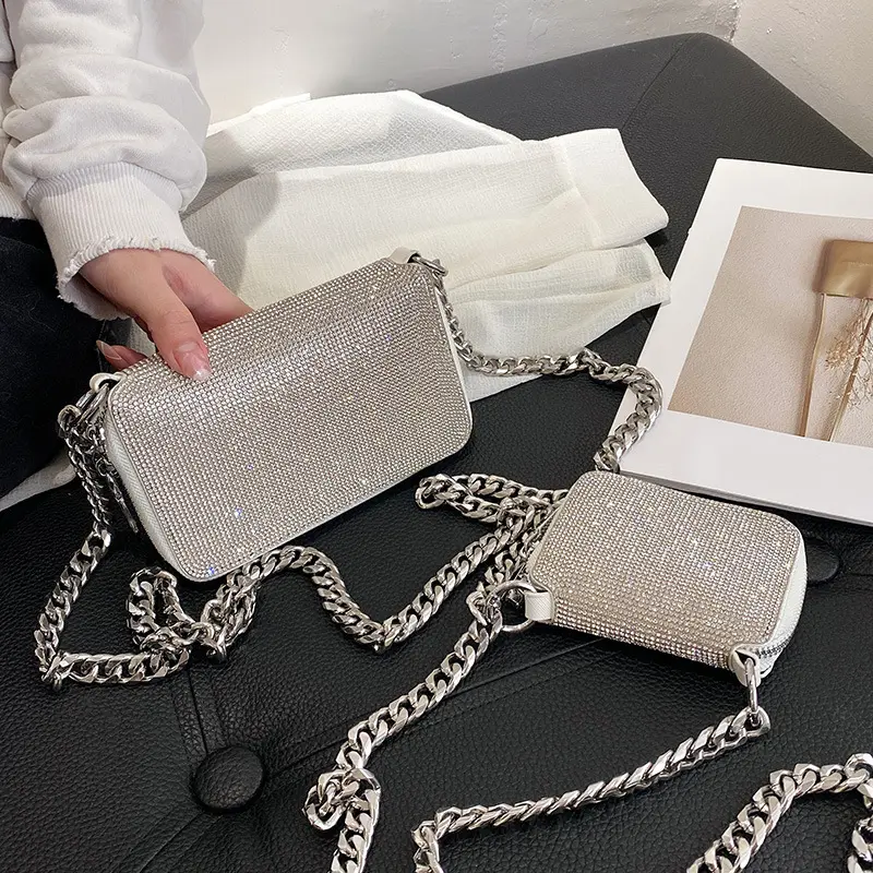 Bolsa de ombro com strass feminina, bolsa de mão luxuosa para festa de casamento, para mulheres