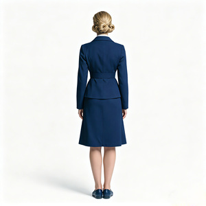 Disfraz de Piloto Vintage de los Años 40 para Mujer, Uniforme Retro de Aerolínea Azul Marino con Chaqueta Entallada de Manga Larga, Falda y Cinturón - Product Image 2