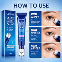 Sérum Crème Contour des Yeux Roll-on 20ml avec Billes de Massage Métalliques à 360 Degrés – Anti-Poches, Éclaircissant, Hydratant, Liftant, Anti-Âge