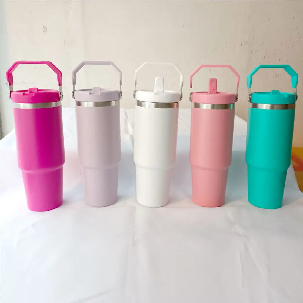 30oz Sport Water Bottle Adventure Quencher Travel Tumbler Sublimation Stainless Steel Mug With Handle for Car Holder