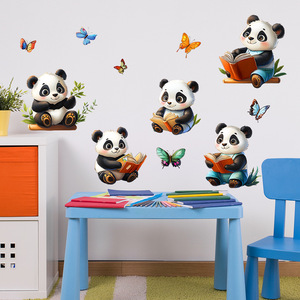 Escuela aula decoración extraíble dibujos animados Panda lectura niños pared calcomanías - Product Image 1