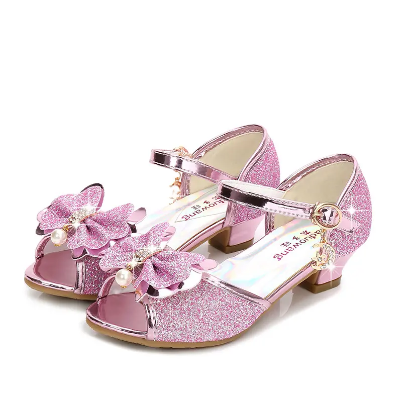 Hot Sale Kids Summer Low Heels Shoes Children Butterfly Knot Shining Casual Shoes Baby Girl Sandals
