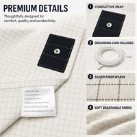 Draps plats conducteurs en coton (80%) et argent (20%) pour mise à la terre |   Mise à la terre antistatique pour la relaxation, le soulagement de la douleur et le bien-être général