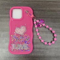 Coque de téléphone TPU Diamond Love pour iPhone 17 16 15 14 13 12, étui de luxe scintillant avec chaîne pour filles, compatible Samsung M16 A17 A07 A16 A05