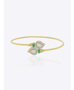 Brazalete Danta Gems Ira Petal, Inspirado en Flores, Elegante, Hecho a Mano, Tono Dorado, Diseño de Autor, Brazalete de Lujo, Moda Étnica - Product Image 1