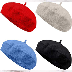 ACE Femmes Solide Couleur Béret 100% Laine Français <span class=keywords><strong>Bonnet</strong></span> Rouge Personnalisé Béret Chapeau, Casquette Béret <span class=keywords><strong>Homme</strong></span> - Product Image 1