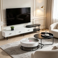Ensemble moderne de meuble TV et table basse avec tiroirs de rangement, centre de divertissement pour salon, table à thé, mobilier de vente en gros