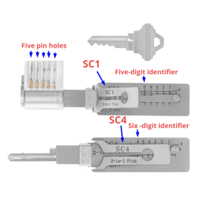 Super Tools 2-en-1 Right Lock Pick Side SC1 Silver Durable Blank Keys Box Embalaje para EE. UU. Market Locksmith Supplies Universal - Product Image 2