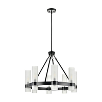 Lustre en verre à 6 lumières avec base d'ampoule E26, luminaire noir pour cuisine, salle à manger, au-dessus de la table