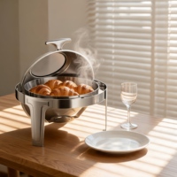 Ensemble de réchauds de luxe à couvercle roulant, chauffe-plats commerciaux en acier inoxydable pour buffet avec supports à combustible, équipement de restauration