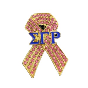 Sigma Gamma Rho Pink Rhinestone Ribbon Brooch Pins Lapel <strong>Buttons</strong> <strong>Badges</strong> - Product Image 1