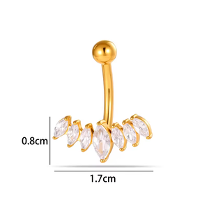 New Marquise Cluster Crown Flower CZ Dangle Stainless Steel Navel Button <strong>Ring</strong> <strong>Belly</strong> <strong>Rings</strong> Body Piercing Jewelry Wholesale - Product Image 6