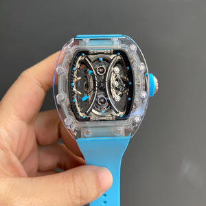 Montre mécanique de luxe à tourbillon de haute qualité 2026, boîtier transparent en cristal, entièrement ajourée - Product Image 1