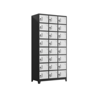 Armoire de rangement métallique multi-cellules grande capacité à 24 portes, cadre noir, portes blanches, revêtement poudré, pour personnel, salle de sport, atelier, dortoir