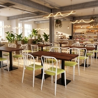 Ensemble de table et chaises en cuir PU, couleur personnalisée, pour cantine, mobilier métallique, usage hôtelier