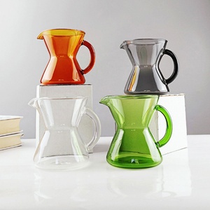 <span class=keywords><strong>Carafe</strong></span> à café en verre borosilicate haute résistance avec poignée, pour préparation manuelle, pot de partage coloré pour la maison et le café - Product Image 1