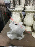 Vase Corail Irrégulier Quadrilatère Blanc Brûlé Style Européen à Texture Givrée pour Fleurs Séchées Hydroponiques – Grande Vente