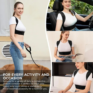 男性と女性のための姿勢矯正器 - 調整可能な背中ブレースサポート、上部背中と肩のリハビリテーション、複合素材 - Product Image 4