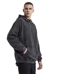 Custom Graphic logo Design High Quality Mens Hoodies Oversized Vintage Acid Washed Hoodies 400gsm Cotton <strong>Jumpers</strong> No Drawstring - Product Image 2