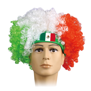 Pelucas de Animadora con Bandera de México al por Mayor 2026, Pelucas Afro con Pompones para Aficionados al Fútbol Mexicano - Product Image 1