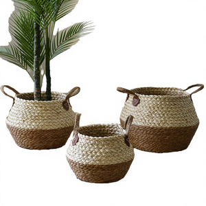 Wholesale Factory Durable Natural Seagrass Rattan Eco-Friendly <b>Storage</b> <b>Basket</b> Water Hyacinth Seaweed Handles Multi-Purpose <b>Large</b> - Product Image 4