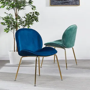 Clásico Nike Zupanc diseñador de muebles de comedor de Metal de oro las piernas diseño moderno restaurante tela de terciopelo azul Silla de comedor