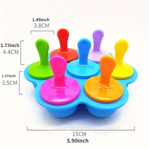 <span class=keywords><strong>Mini</strong></span> molde para paletas de hielo DIY de 7 cavidades con palos de plástico de colores moldes para paletas de silicona de grado alimenticio bandejas antiadherentes para cubitos de hielo - Product Image 6