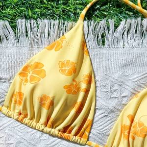 Maillot de bain bikini 3 pièces sexy à rayures avec boucle de poitrine évidée pour femme - Product Image 2