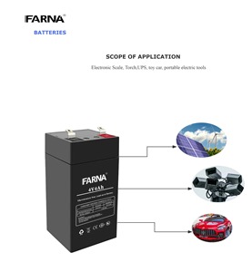 Batería de Plomo-Ácido Pequeña de Alto Rendimiento Marca Farna 4V4AH para Báscula Electrónica/Balanza Electrónica - Product Image 2