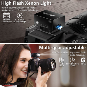 Đèn <span class=keywords><strong>Flash</strong></span> f1camera chuyên nghiệp-nhôm, chụp liên tục công suất 1/8, tương thích giày nóng (Đen/Bạc/Xám đậm) - Product Image 3