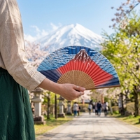 Kipas Tangan Lipat Premium Baru Bambu Kelas A Sutra Bunga Sakura Kipas Tangan Jepang Hadiah Suvenir