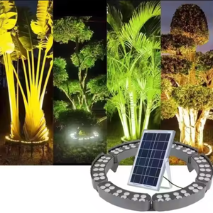 Anneau lumineux solaire LED pour arbre, 2700K blanc chaud, IP65, éclairage extérieur de jardin avec capteur de lumière et conception détachable - Product Image 1
